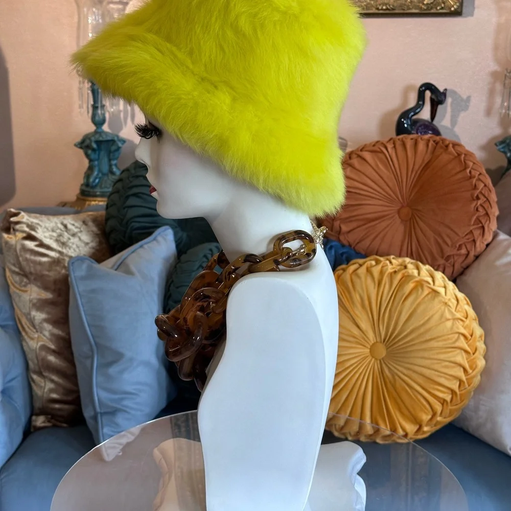 Eila Hat in Toscana shearling by Onar Studios Greece. Neon 90’s Bucket Hat - Picture 4 of 8